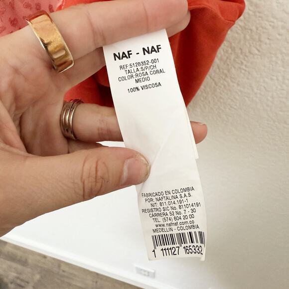 [NAF NAF] Coral Animal Print Shoulder Bow Strap Sleeveless Blouse Size Small S - Picture 10 of 10